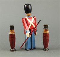 Group of 3 wood toy soldiers