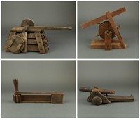 Group of wooden toys, castle/siege theme