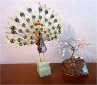Peacock and Tree Figurine