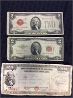 Two Dollar Silver Certificates & Savings Bond