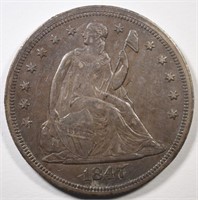 1847 SEATED LIBERTY DOLLAR AU/UNC