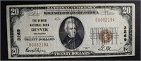1929 $20.00 NATIONAL CURRENCY DENVER NATIOAL BANK