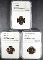 1957, 59 & 60 LG DATE LINCOLN CENTS NGC PF-68 RD