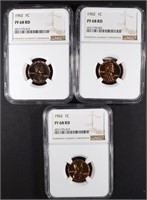 (3) 1962 LINCOLN CENTS NGC PF-68 RD