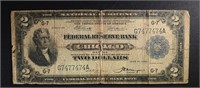 1918 $2.00 FEDERAL RESERVE NOTE, CHICAGO CIRC RARE