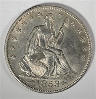 1853 A&R SEATED LIBERTY HALF DOLLAR CH BU++