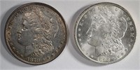 1898 CH BU++ & 1878 7F MORGAN DOLLARS AU/UNC