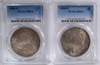 2 1898-O MORGAN DOLLARS PCGS MS64