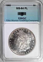 1882 MORGAN DOLLAR, EMGC CH/GEM BU PL