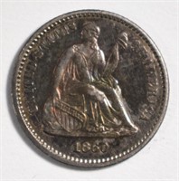 1860 SEATED HALF DIME, AU/BU