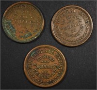 3-PATRIOTIC CIVIL WAR TOKENS