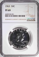 1963 FRANKLIN HALF DOLLAR, NGC PF-69