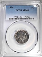 1934 BUFFALO NICKEL, PCGS MS-64