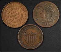 3-PATRIOTIC CIVIL WAR TOKENS