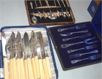 Quantity vintage boxed silver plated cutlery
