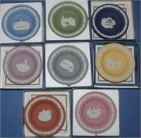 Eight Wedgwood jasperware Australian theme dishes