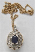 GORGEOUS 14K DIAMOND AND SAPPHIRE NECKLACE.