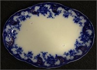 Early English flow blue platter