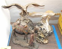 Bargain Lot: Eagle Statues, Camel Driver Figurine