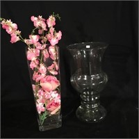 Two large glass vases