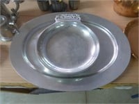 Large Oval pewter platter & Round Platter