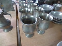 Set of Eight pewter goblets.