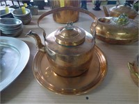 Early Copper Teapot & Tray