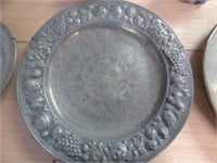 Pewter Charger 16.5" Dia. Fruit & Face
