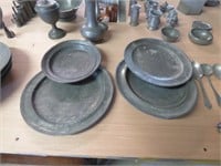 Group of 4 pewter plates