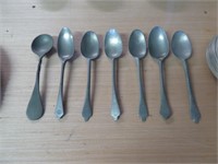 Group of 7 pewter spoons