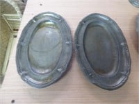 Pair of Oval Pewter Trays marked Germany