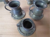 Group of 3 small pewter pitchers & 3 trays