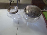 Glass Jar with Sterling Lid & Sterling Lip Vase