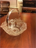 CUT GLASS BASKET 8 INCHES TALL