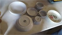 SET OF DISHES AND MISC PLATE