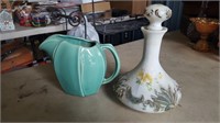 SMALL BLUE PITCHER MCCOY BRAND AND HOME DECANTER