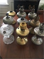 HUGE  LOT OF VINTAGE OIL LAMPBASES-