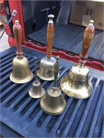 LOT OF BRASS SCHOOLHOUSE BELLS