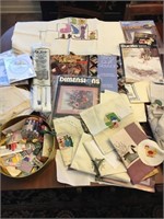 HUGE SEWING LOT OF EMBROIDERY PIECES/ BOOKS/ ETC.