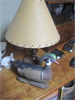 Swival Head Drake Duck & Wooden Carved Lamp