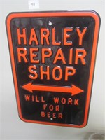 Metal Harley Repair Shop Sign