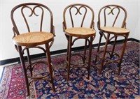 3 CANE SEAT RATTAN CHAIRS