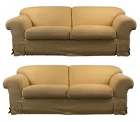 Pair of White Upholstered Matching sofas