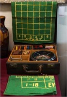 Vintage cased Game Set - Roulette wheel, chips, ++