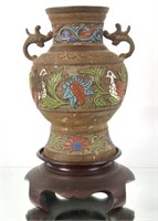 Qing Dyn Chinese Champleve Dragon vase