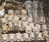 Architectural lion heads and columns