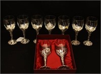 9  Arthur Court embossed Glass Wine Glasses