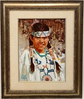 Ross Stefan (1934 -1999) Indian girl oil on canvas