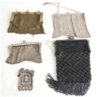 Five 1920's Silver & Beaded Purses