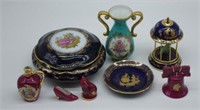 Eight Limoges dishes, ornaments & vase